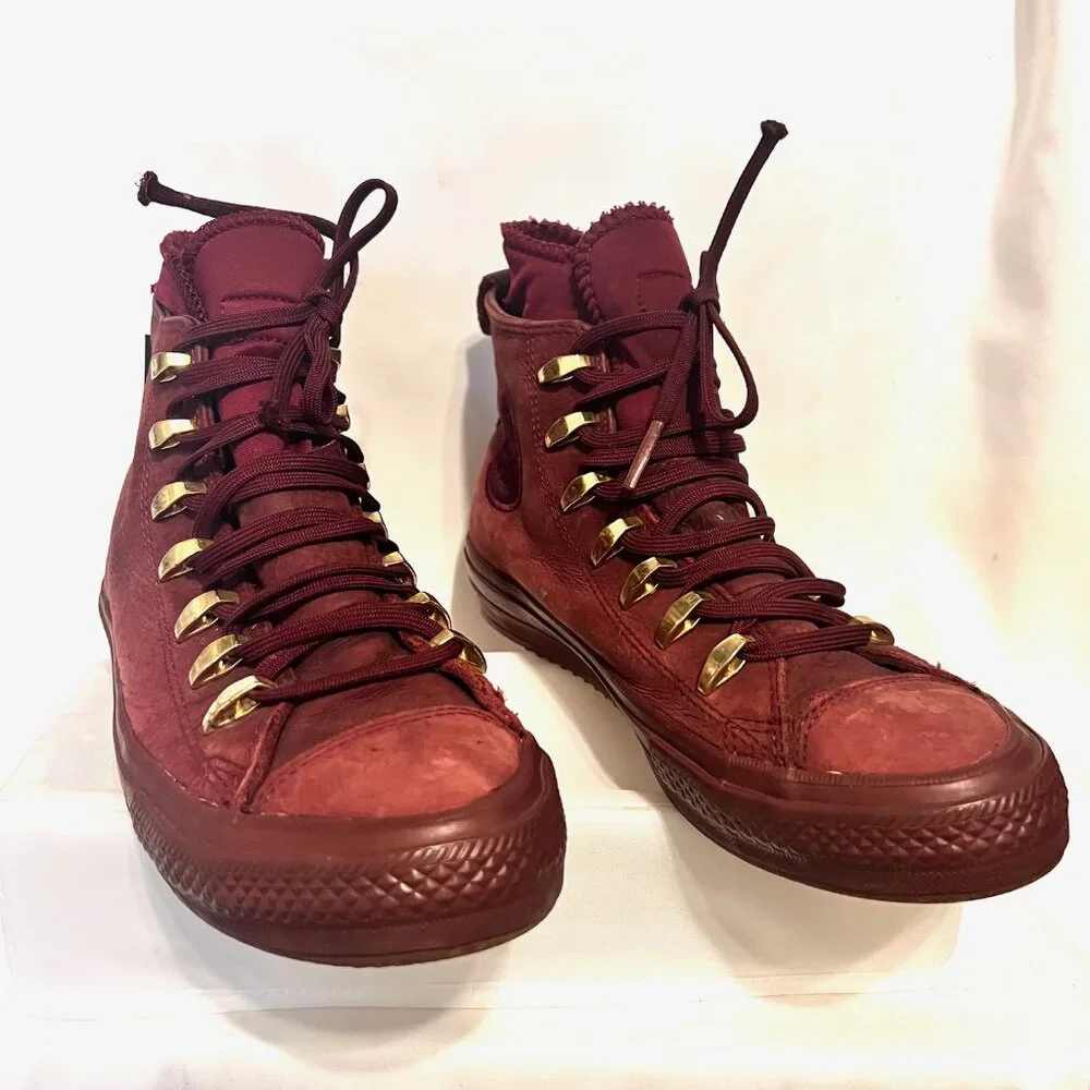 Converse Chuck Taylor All Star ll Leather Boot High-Maroon-(M-6,W-8)-Waterproof